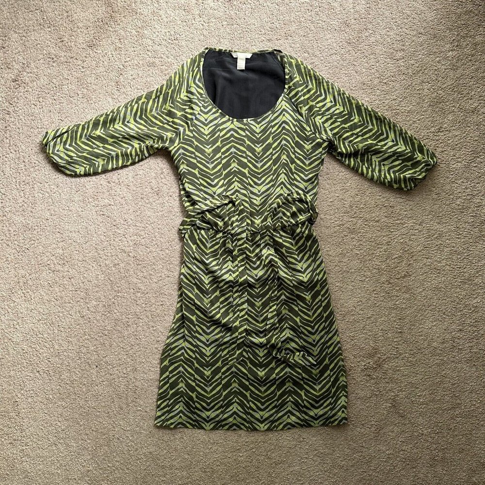 Banana Republic Dress Women's Size 8 Sheath Green Short Sleeve Waist Strap